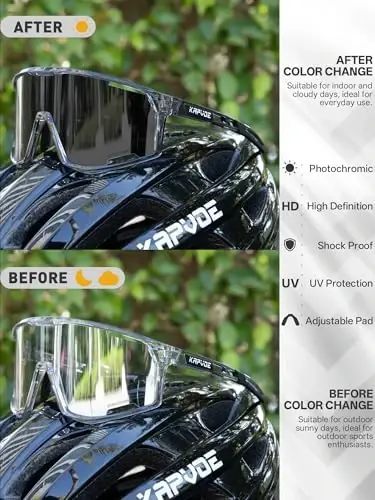 KAPVOE Photochromic Cycling Glasses Men Mountain Bike Sunglasses Women Clear MTB Sports Goggles Bicycle Triathlon K180 - 3