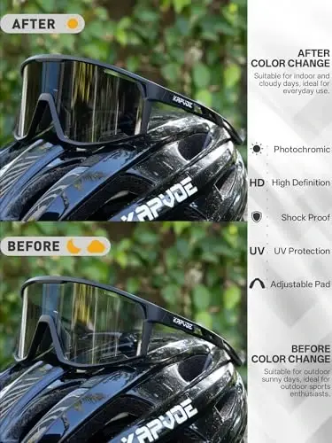 KAPVOE Photochromic Cycling Glasses Men Mountain Bike Sunglasses Women Clear MTB Sports Goggles Bicycle Triathlon K180 - 2