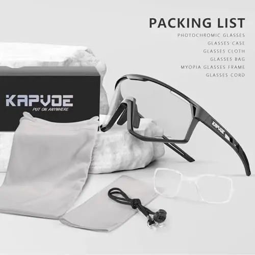 KAPVOE Photochromic Cycling Glasses Men Mountain Bike Sunglasses Women Clear MTB Sports Goggles Bicycle Triathlon K180 - 3