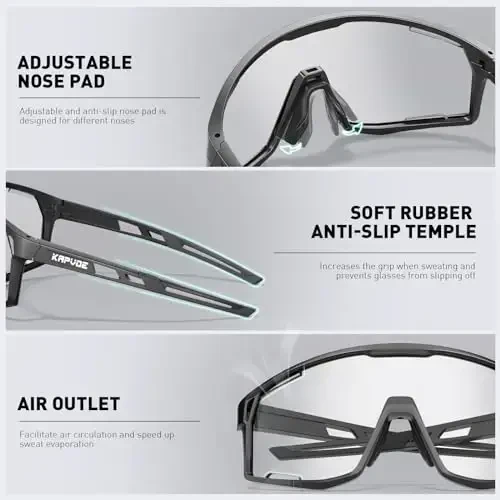KAPVOE Photochromic Cycling Glasses Men Mountain Bike Sunglasses Women Clear MTB Sports Goggles Bicycle Triathlon K180 - 4