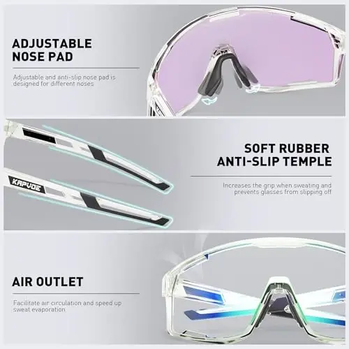 KAPVOE Photochromic Cycling Glasses Men Mountain Bike Sunglasses Women Clear MTB Sports Goggles Bicycle Triathlon K180 - 3