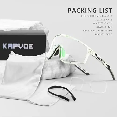 KAPVOE Photochromic Cycling Glasses Men Mountain Bike Sunglasses Women Clear MTB Sports Goggles Bicycle Triathlon K180 - 4