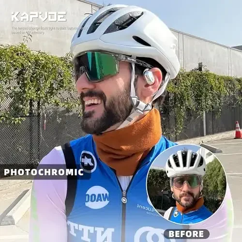 KAPVOE Photochromic Cycling Glasses Men Mountain Bike Sunglasses Women Clear MTB Sports Goggles Bicycle Triathlon K180 - Modazone (1)