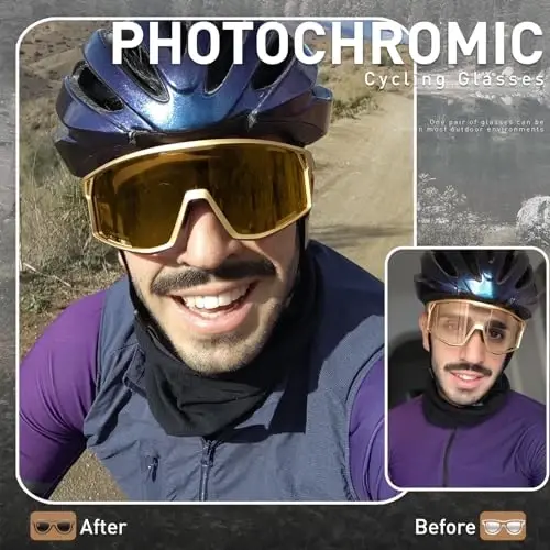 KAPVOE Photochromic Cycling Glasses Men Mountain Bike Sunglasses Women Clear MTB Sports Goggles Bicycle Triathlon K180 - Modazone (1)