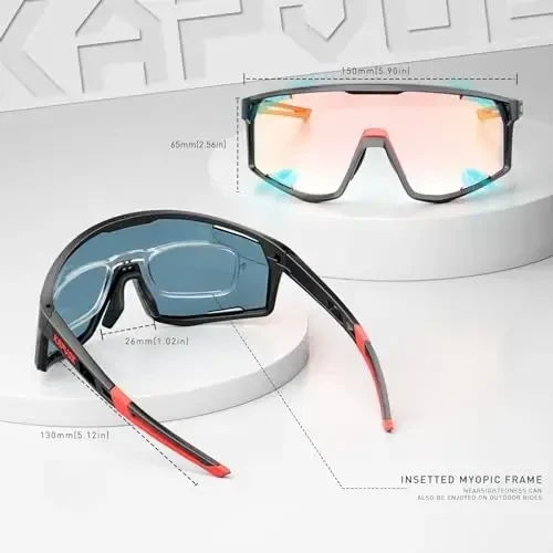 KAPVOE Photochromic Cycling Glasses Men Mountain Bike Sunglasses Women Clear MTB Sports Goggles Bicycle Triathlon K180 - 5