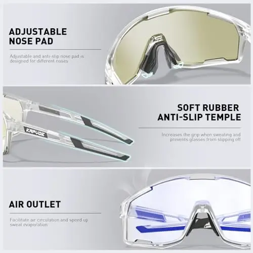 KAPVOE Photochromic Cycling Glasses Men Mountain Bike Sunglasses Women Clear MTB Sports Goggles Bicycle Triathlon K180 - 4