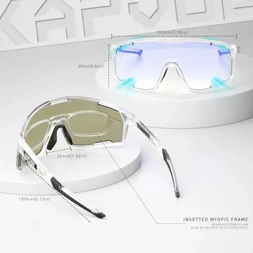 KAPVOE Photochromic Cycling Glasses Men Mountain Bike Sunglasses Women Clear MTB Sports Goggles Bicycle Triathlon K180 - 5
