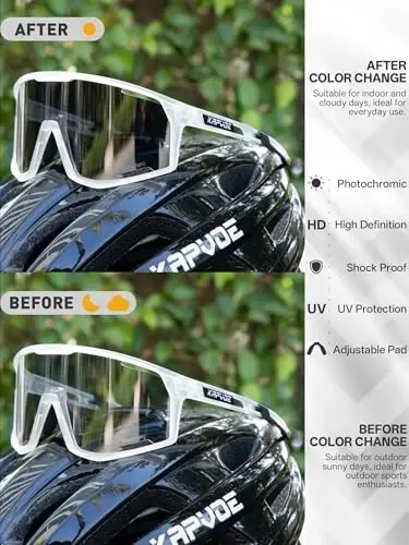 KAPVOE Photochromic Cycling Glasses Men Mountain Bike Sunglasses Women Clear MTB Sports Goggles Bicycle Triathlon K180 - 2