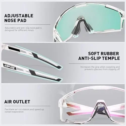 KAPVOE Photochromic Cycling Glasses Men Mountain Bike Sunglasses Women Clear MTB Sports Goggles Bicycle Triathlon K180 - 2
