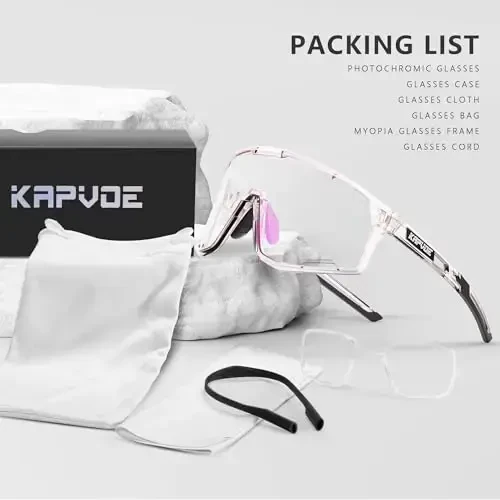 KAPVOE Photochromic Cycling Glasses Men Mountain Bike Sunglasses Women Clear MTB Sports Goggles Bicycle Triathlon K180 - 3