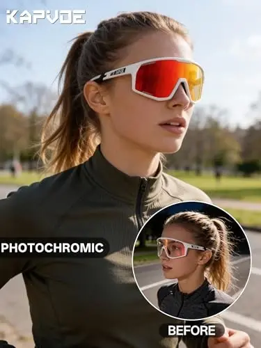KAPVOE Photochromic Cycling Glasses Men Mountain Bike Sunglasses Women Clear MTB Sports Goggles Bicycle Triathlon K180 - KAPVOE (1)