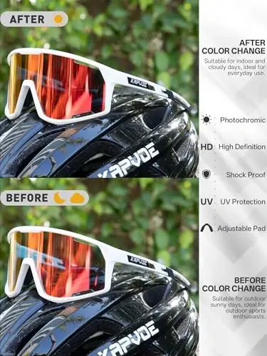 KAPVOE Photochromic Cycling Glasses Men Mountain Bike Sunglasses Women Clear MTB Sports Goggles Bicycle Triathlon K180 - 3