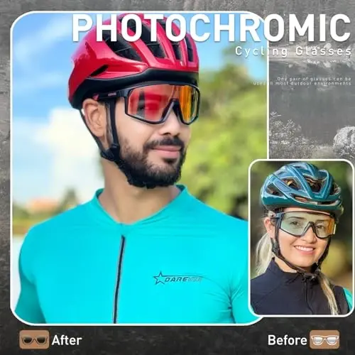 KAPVOE Photochromic Cycling Glasses Men Mountain Bike Sunglasses Women Clear MTB Sports Goggles Bicycle Triathlon K180 - 2