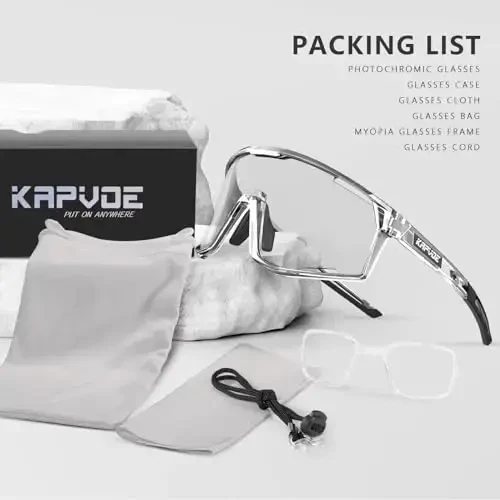 KAPVOE Photochromic Cycling Glasses Men Mountain Bike Sunglasses Women Clear MTB Sports Goggles Bicycle Triathlon K180 - 3