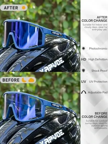 KAPVOE Photochromic Cycling Glasses Men Mountain Bike Sunglasses Women Clear MTB Sports Goggles Bicycle Triathlon K180 - 3