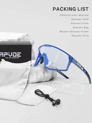 KAPVOE Photochromic Cycling Glasses Men Mountain Bike Sunglasses Women Clear MTB Sports Goggles Bicycle Triathlon K180 - 6