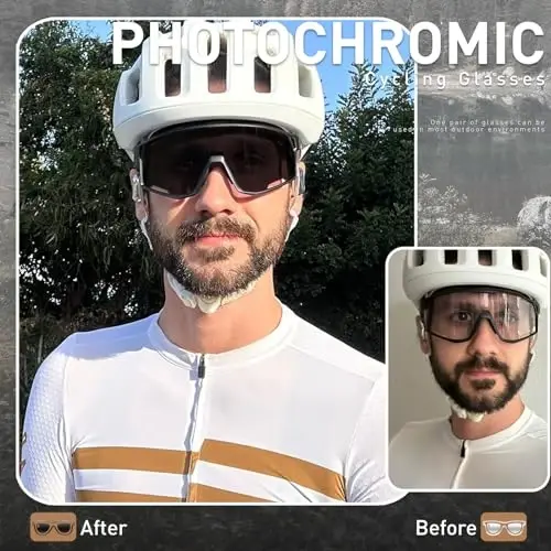 KAPVOE Photochromic Cycling Glasses Men Mountain Bike Sunglasses Women Clear MTB Sports Goggles Bicycle Triathlon K180 - Modazone (1)