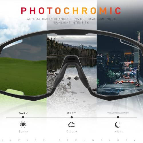 KAPVOE Photochromic Cycling Glasses Men Mountain Bike Sunglasses Women Clear MTB Sports Goggles Bicycle Triathlon Running - 12