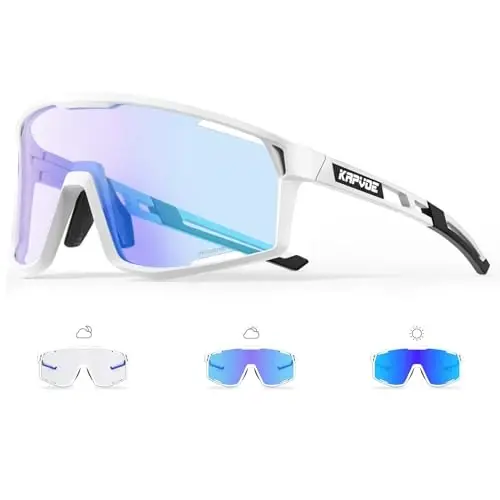 KAPVOE Photochromic Cycling Glasses Men Mountain Bike Sunglasses Women Clear MTB Sports Goggles Transition Bicycle Glasses Triathlon Running UV Protection Blue - 1