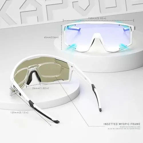 KAPVOE Photochromic Cycling Glasses Men Mountain Bike Sunglasses Women Clear MTB Sports Goggles Transition Bicycle Glasses Triathlon Running UV Protection Blue - 5