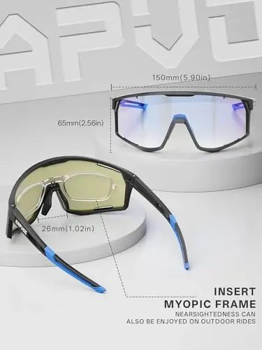 KAPVOE Photochromic Cycling Glasses Men Mountain Bike Sunglasses Women Clear MTB Sports Goggles Transition Bicycle Glasses Triathlon Running UV Protection Blue - 5