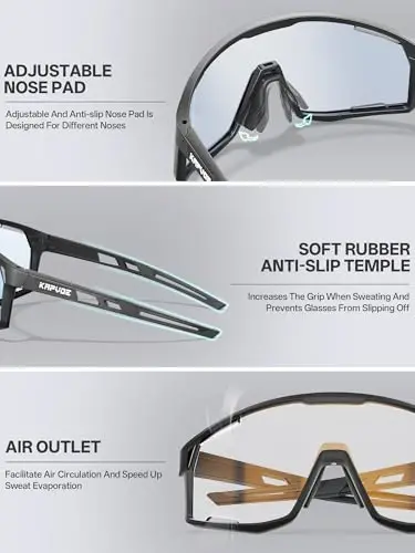KAPVOE Photochromic Cycling Glasses Men Mountain Bike Sunglasses Women Clear MTB Sports Goggles Transition Bicycle Glasses Triathlon Running UV Protection Gold - 4