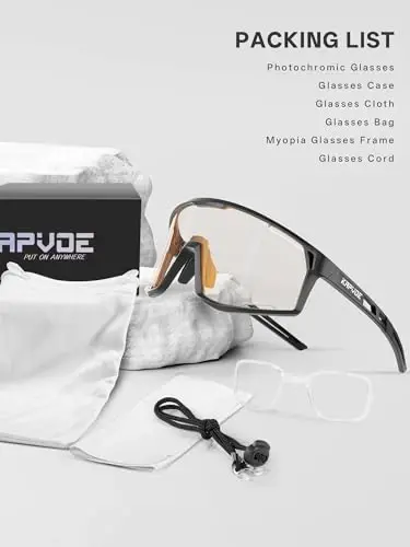 KAPVOE Photochromic Cycling Glasses Men Mountain Bike Sunglasses Women Clear MTB Sports Goggles Transition Bicycle Glasses Triathlon Running UV Protection Gold - 2