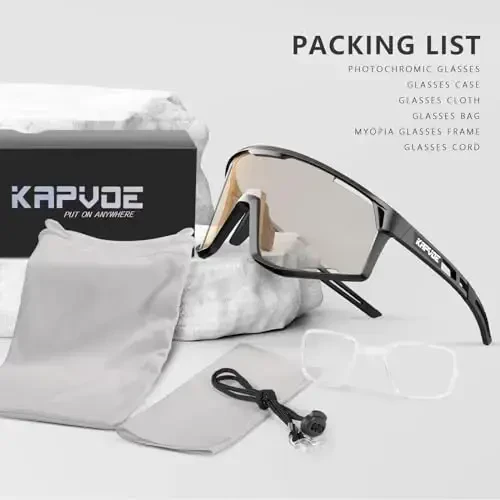 KAPVOE Photochromic Cycling Glasses Men Mountain Bike Sunglasses Women Clear MTB Sports Goggles Transition Bicycle Glasses Triathlon Running UV Protection Gold - 3