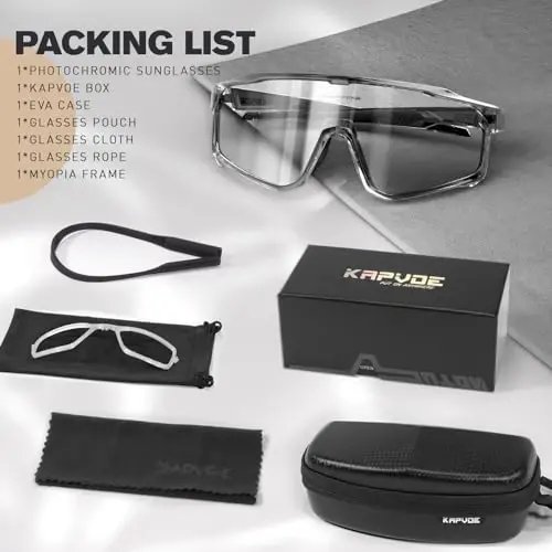 KAPVOE Photochromic Cycling Glasses Men Women Clear Mountain Bike Sunglasses MTB Sports Transition Triathlon Bicycle Running - 8
