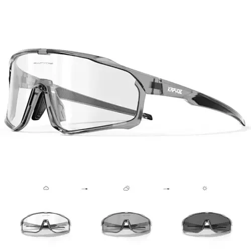 KAPVOE Photochromic Cycling Glasses Men Women Clear Mountain Bike Sunglasses MTB Sports Transition Triathlon Bicycle Running 