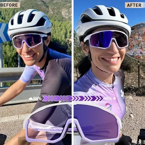KAPVOE Photochromic Cycling Glasses Men Women Clear Mountain Bike Sunglasses MTB Sports Transition Triathlon Running - K93 - 2