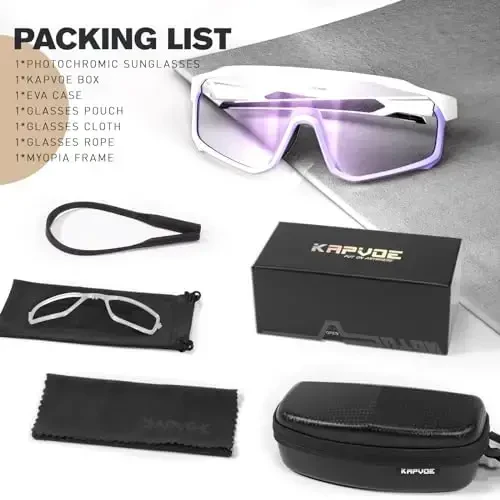KAPVOE Photochromic Cycling Glasses Men Women Clear Mountain Bike Sunglasses MTB Sports Transition Triathlon Running - K93 - 6