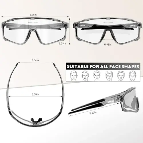 KAPVOE Photochromic Cycling Glasses Men Women Clear Mountain Bike Sunglasses MTB Sports Transition Triathlon Running - K93 - 4