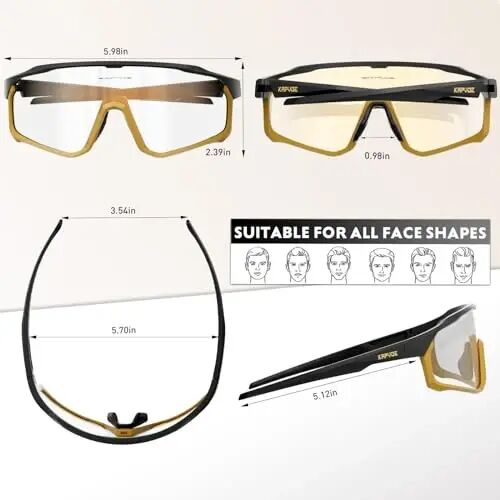 KAPVOE Photochromic Cycling Glasses Men Women Clear Mountain Bike Sunglasses MTB Sports Transition Triathlon Running - K93 - 3