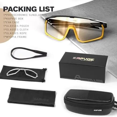 KAPVOE Photochromic Cycling Glasses Men Women Clear Mountain Bike Sunglasses MTB Sports Transition Triathlon Running - K93 - 5