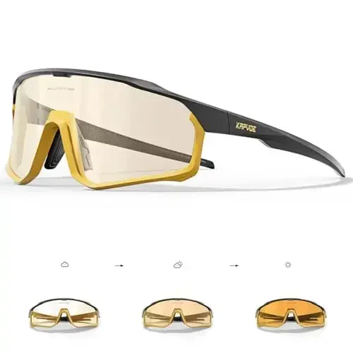 KAPVOE Photochromic Cycling Glasses Men Women Clear Mountain Bike Sunglasses MTB Sports Transition Triathlon Running - K93 