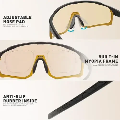 KAPVOE Photochromic Cycling Glasses Men Women Clear Mountain Bike Sunglasses MTB Sports Transition Triathlon Running - K93 - 3