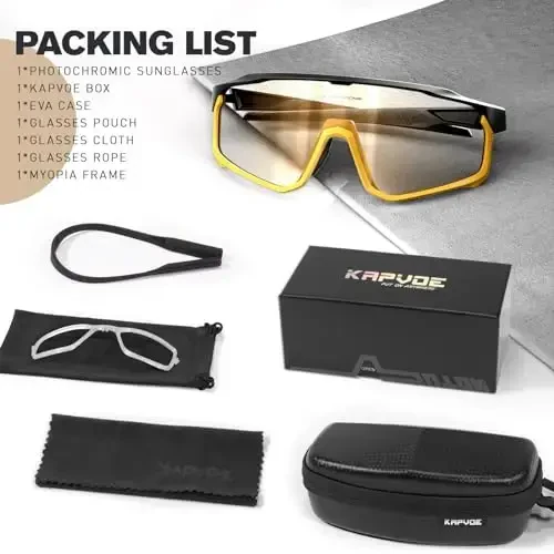 KAPVOE Photochromic Cycling Glasses Men Women Clear Mountain Bike Sunglasses MTB Sports Transition Triathlon Running - K93 - 6