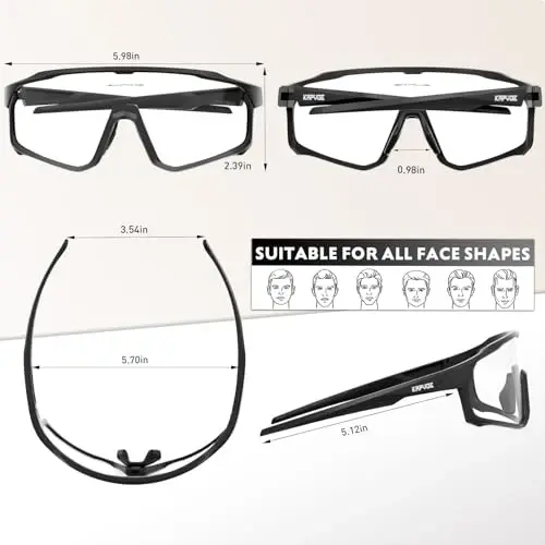 KAPVOE Photochromic Cycling Glasses Men Women Clear Mountain Bike Sunglasses MTB Sports Transition Triathlon Running - K93 - 3