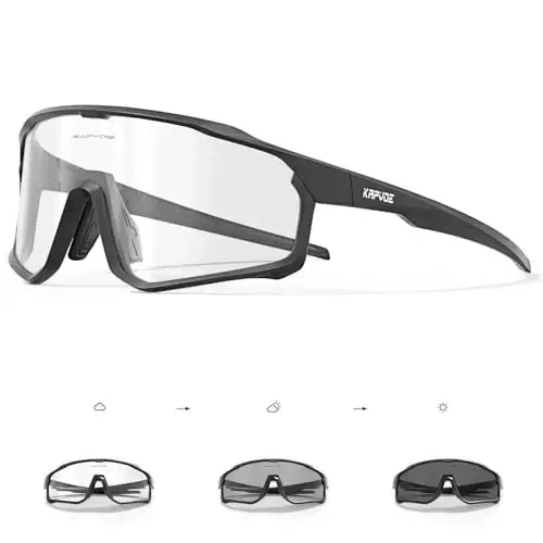 KAPVOE Photochromic Cycling Glasses Men Women Clear Mountain Bike Sunglasses MTB Sports Transition Triathlon Running - K93 - 1