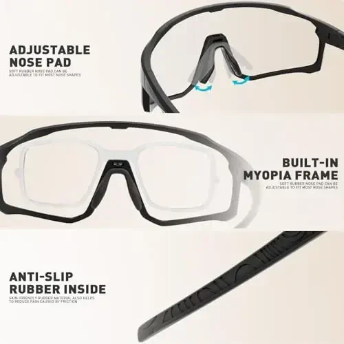 KAPVOE Photochromic Cycling Glasses Men Women Clear Mountain Bike Sunglasses MTB Sports Transition Triathlon Running - K93 - 3
