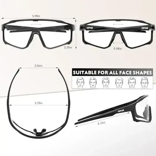 KAPVOE Photochromic Cycling Glasses Men Women Clear Mountain Bike Sunglasses MTB Sports Transition Triathlon Running - K93 - 4