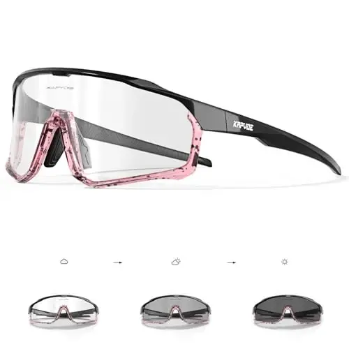 KAPVOE Photochromic Cycling Glasses Men Women Clear Mountain Bike Sunglasses MTB Sports Transition Triathlon Running - K93 - Modazone