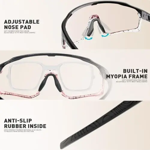 KAPVOE Photochromic Cycling Glasses Men Women Clear Mountain Bike Sunglasses MTB Sports Transition Triathlon Running - K93 - 3