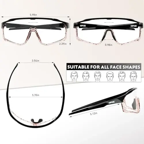 KAPVOE Photochromic Cycling Glasses Men Women Clear Mountain Bike Sunglasses MTB Sports Transition Triathlon Running - K93 - 4