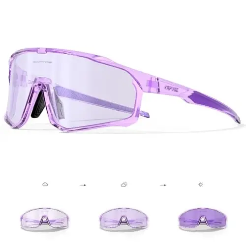 KAPVOE Photochromic Cycling Glasses Men Women Clear Mountain Bike Sunglasses MTB Sports Transition Triathlon Running - K93 - Modazone