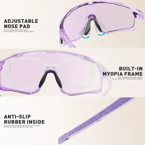 KAPVOE Photochromic Cycling Glasses Men Women Clear Mountain Bike Sunglasses MTB Sports Transition Triathlon Running - K93 - 3
