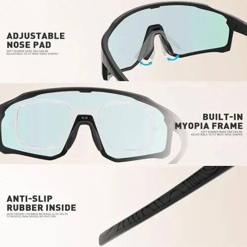 KAPVOE Photochromic Cycling Glasses Men Women Clear Mountain Bike Sunglasses MTB Sports Transition Triathlon Running - K93 - 2