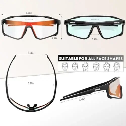 KAPVOE Photochromic Cycling Glasses Men Women Clear Mountain Bike Sunglasses MTB Sports Transition Triathlon Running - K93 - 3