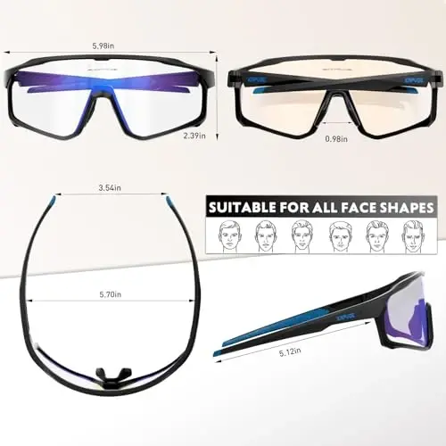KAPVOE Photochromic Cycling Glasses Men Women Clear Mountain Bike Sunglasses MTB Sports Transition Triathlon Running - K93 - 4